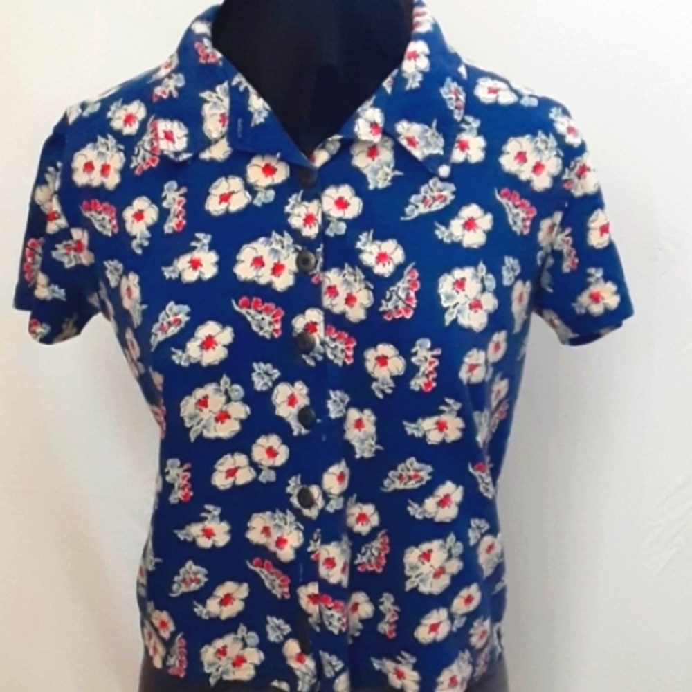 FINAL leavg FREEwP 3/15 Lizwear floral tailored vintage short sleeve blouse cute